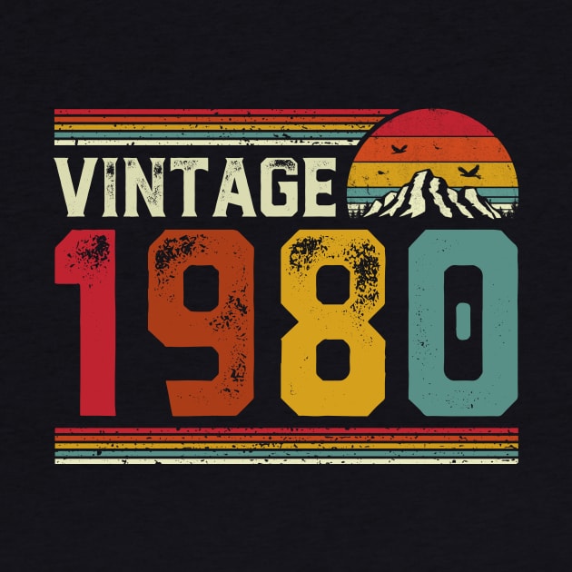 Vintage 1980 Birthday Gift Retro Style by Foatui